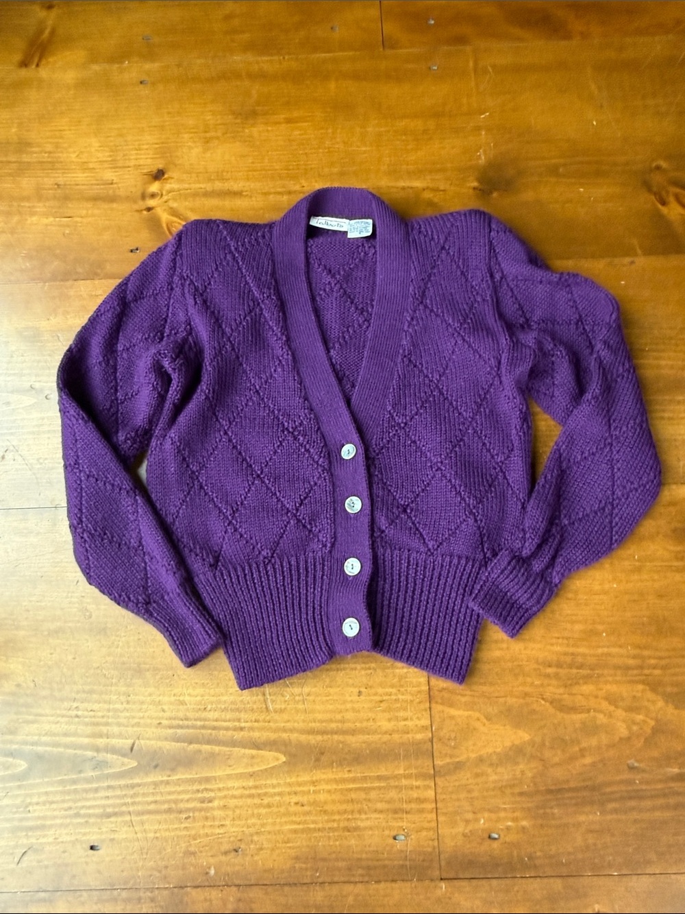Talbots Purple 100% Wool Cardigan Sz S